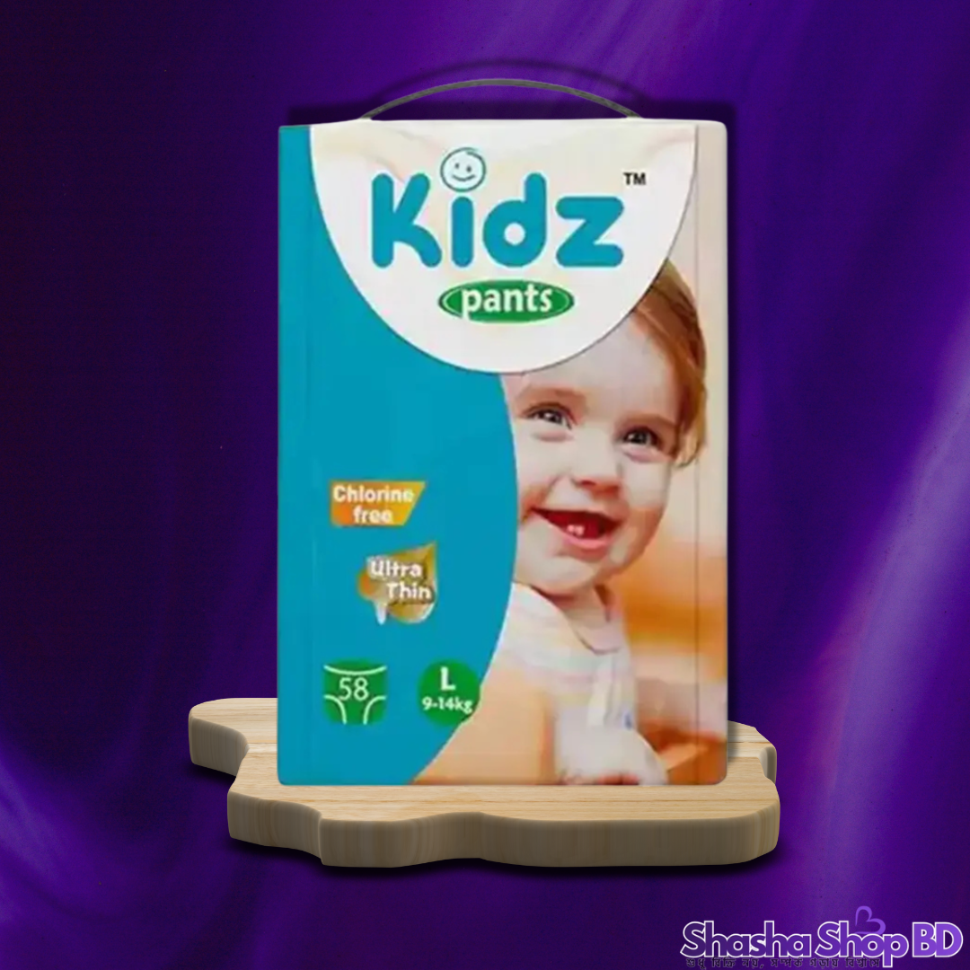 Kidz Pants Style Baby Diaper (Large - 58 Pcs) (Ultimate Dryness & Value Pack – সোনামণির হাসিখুশি দিন আর আপনার বাজেটে সেরা সুরক্ষা!)