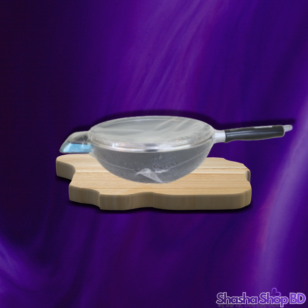 🥘 Kawashi Aluminium Non-Stick Wok Pan with Glass Lid - 22 CM (The Perfect Blend of Style & Health – আপনার প্রতিদিনের রান্নায় নিয়ে আসুন আধুনিকতা!)