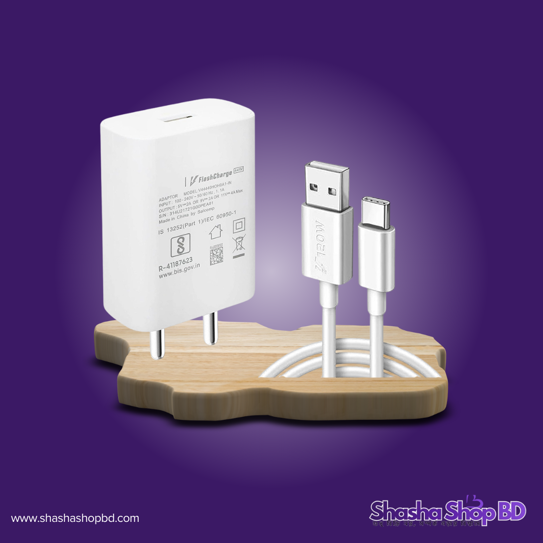 ⚡ Vivo X60 44W USB A Flash Charger (Super Fast Charging, FlashCharge Technology & Maximum Safety – আপনার স্মার্টফোনের জন্য অরিজিনাল চার্জিং সলিউশন!)
