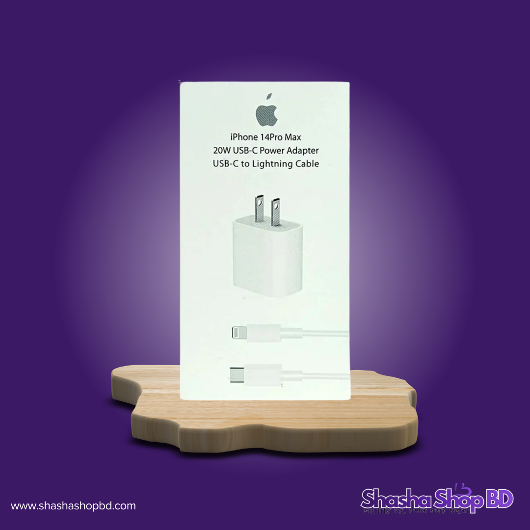 ⚡ iPhone 14 Pro Max 20W USB-C Power Adapter & Lightning Cable (Fast Charging, PD 3.0 Technology & Maximum Safety – আপনার আইফোনের জন্য প্রিমিয়াম চার্জিং সলিউশন!)