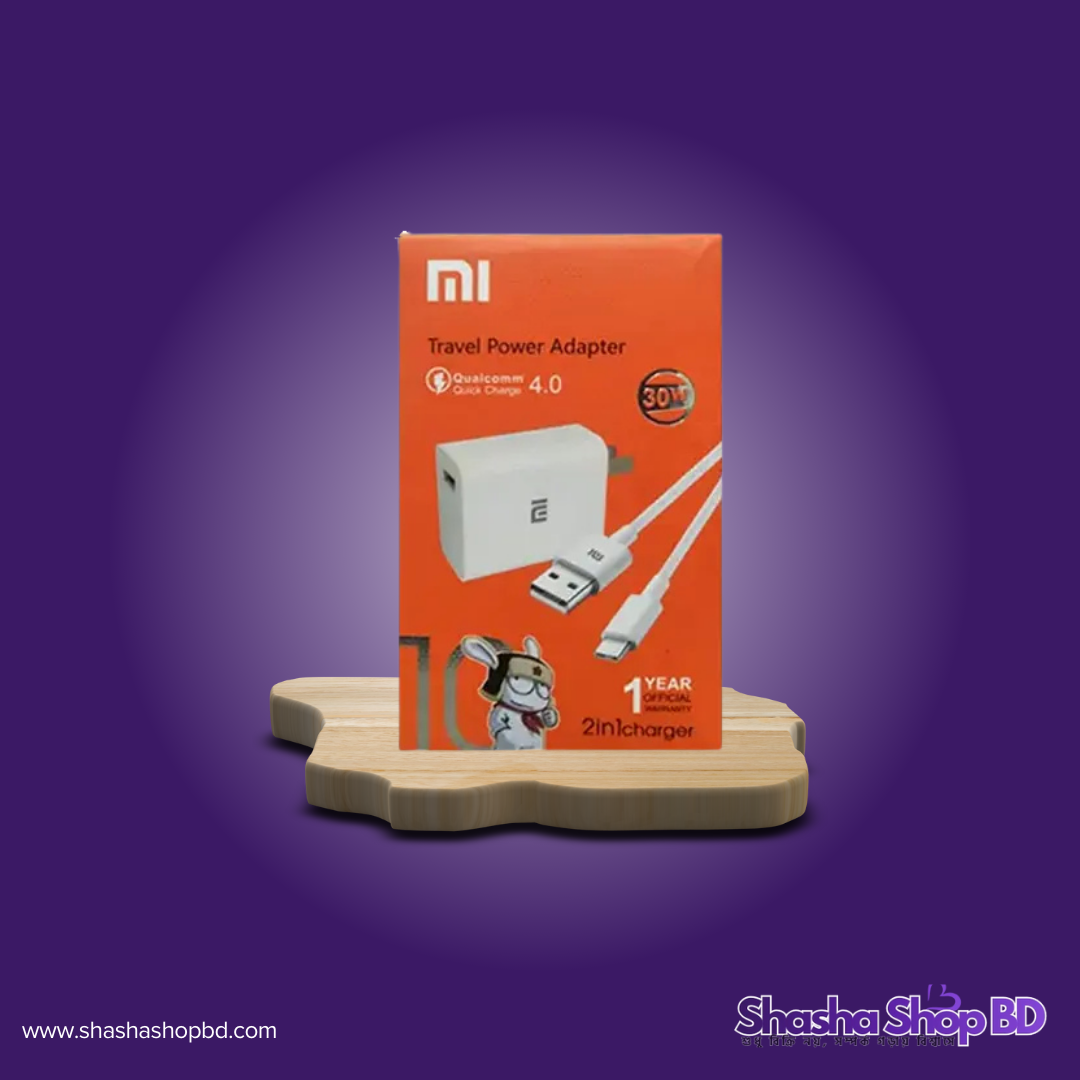 ⚡ Xiaomi 10 Travel Power Adapter Quick Charger (Type-B) (30W Super Fast Charging, Qualcomm Quick Charge 4.0 & 1 Year Official Warranty – আপনার স্মার্টফোনের জন্য প্রিমিয়াম চার্জিং সলিউশন!)