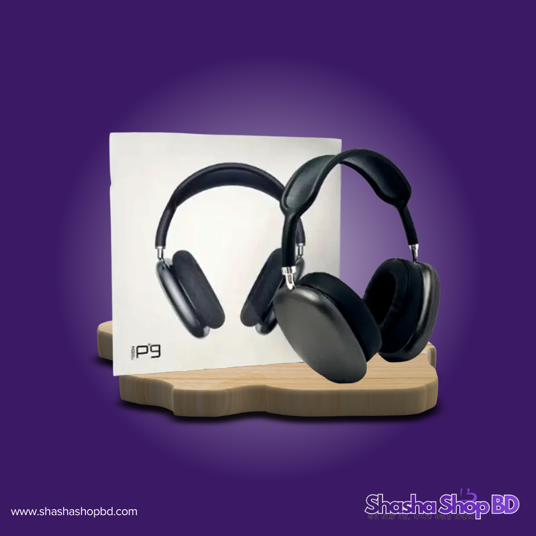 🎧 Model P9 Wireless Bluetooth Headphone (Black) (Sleek Matte Finish, Hi-Fi Stereo Sound & Extreme Comfort – স্টাইল এবং শক্তিশালী অডিওর এক সেরা সংমিশ্রণ!)