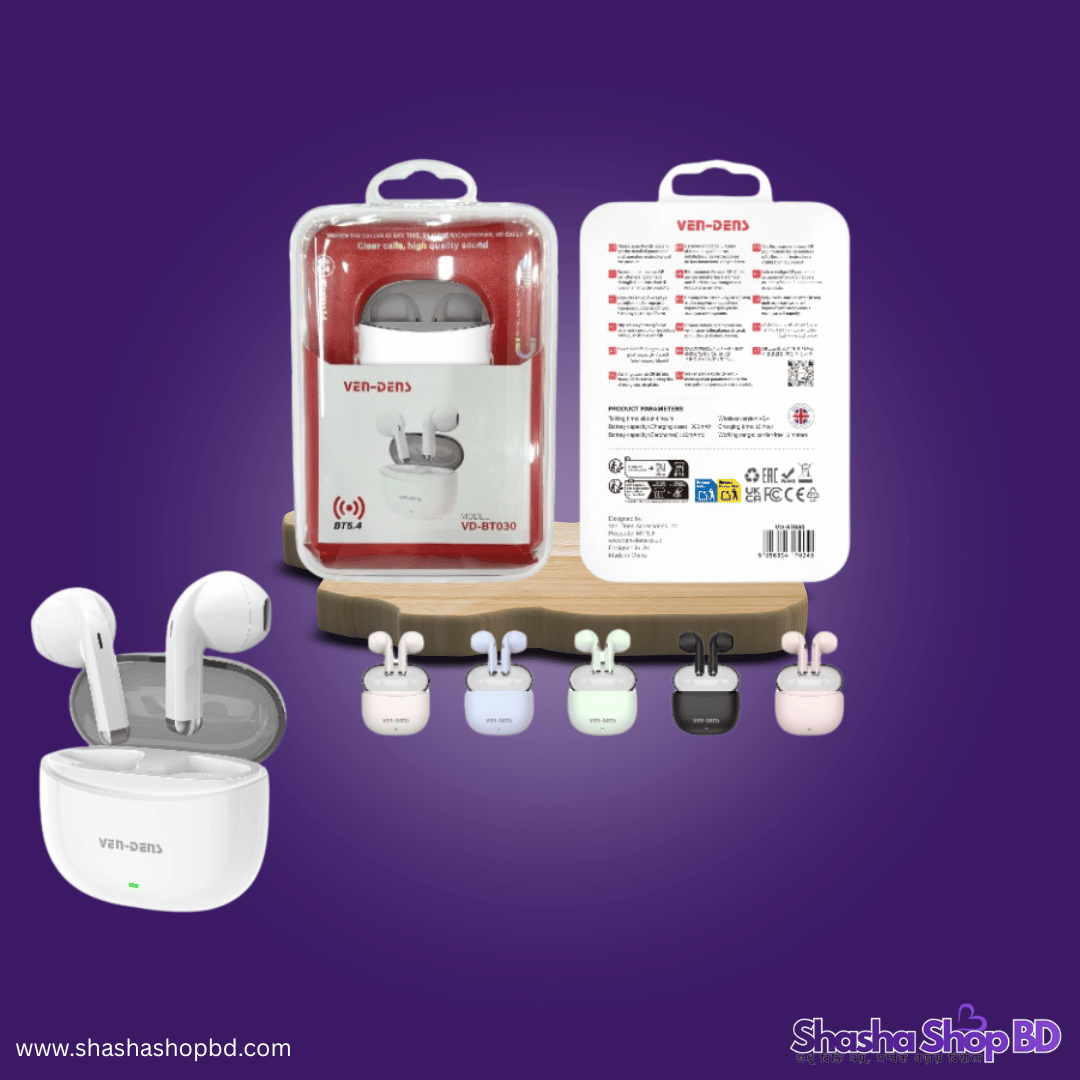 VEN-DENS VD-BT030 True Wireless Earbuds - ব্লুটুথ ৫.৪ প্রযুক্তিতে সেরা অডিও অভিজ্ঞতা