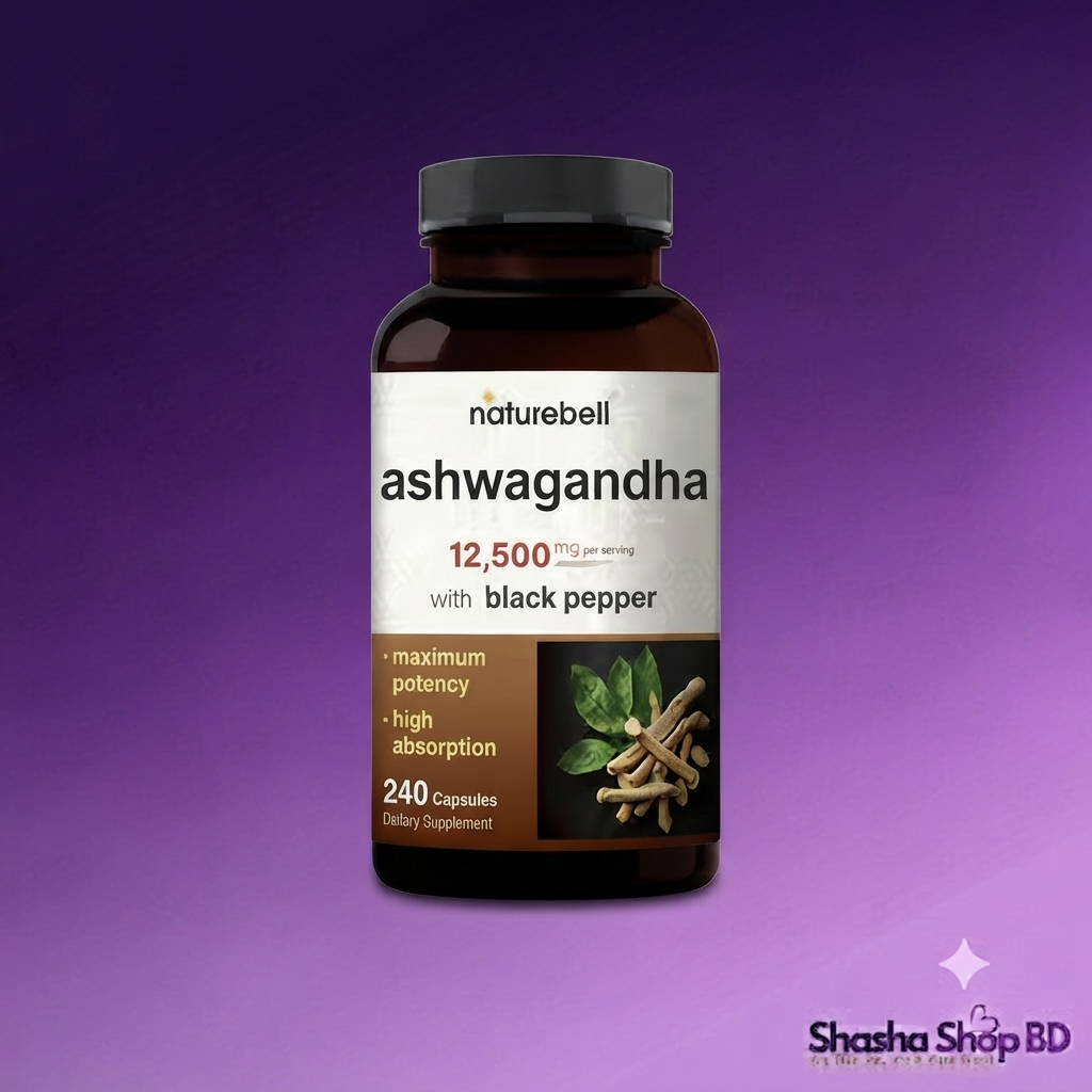 NatureBell Ashwagandha 12,500mg with Black Pepper - 240 Capsules | Maximum Potency & High Absorption Original USA Imported