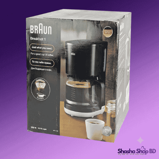 Braun KF1100 Filter Coffee Maker – Breakfast 1, Aromacafé Optibrew System, 1000W | Shasha Shop BD