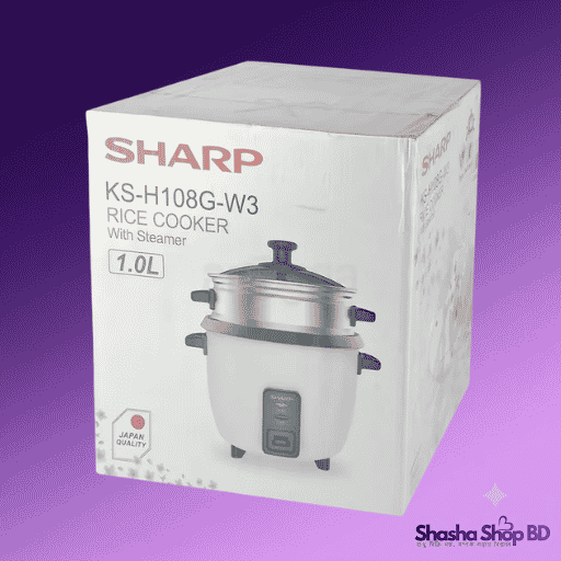 Sharp KS-H108G-W3 Rice Cooker with Food Steamer - 1L, 400W - Shasha Shop BD