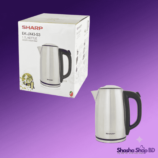 Sharp EK-JX43-S3 1.7L Stainless Steel Electric Kettle - 3000W Rapid Boil - Shasha Shop BD