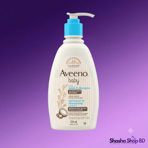 Aveeno Baby Daily Wash & Shampoo Coconut Scent & Shea Butter 354ml - Made in Canada - Shasha Shop BD