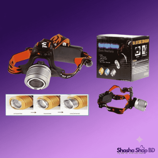Rechargeable LED Zoom Headlamp - Dual Light for Cycling & Fishing | Shasha Shop BD