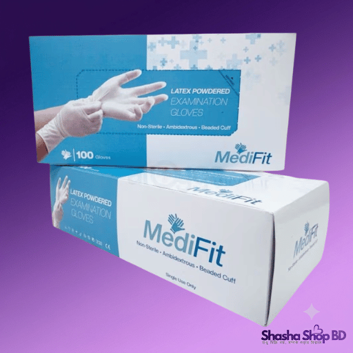 MediFit Latex Powdered Examination Gloves 100pcs | Shasha Shop BD