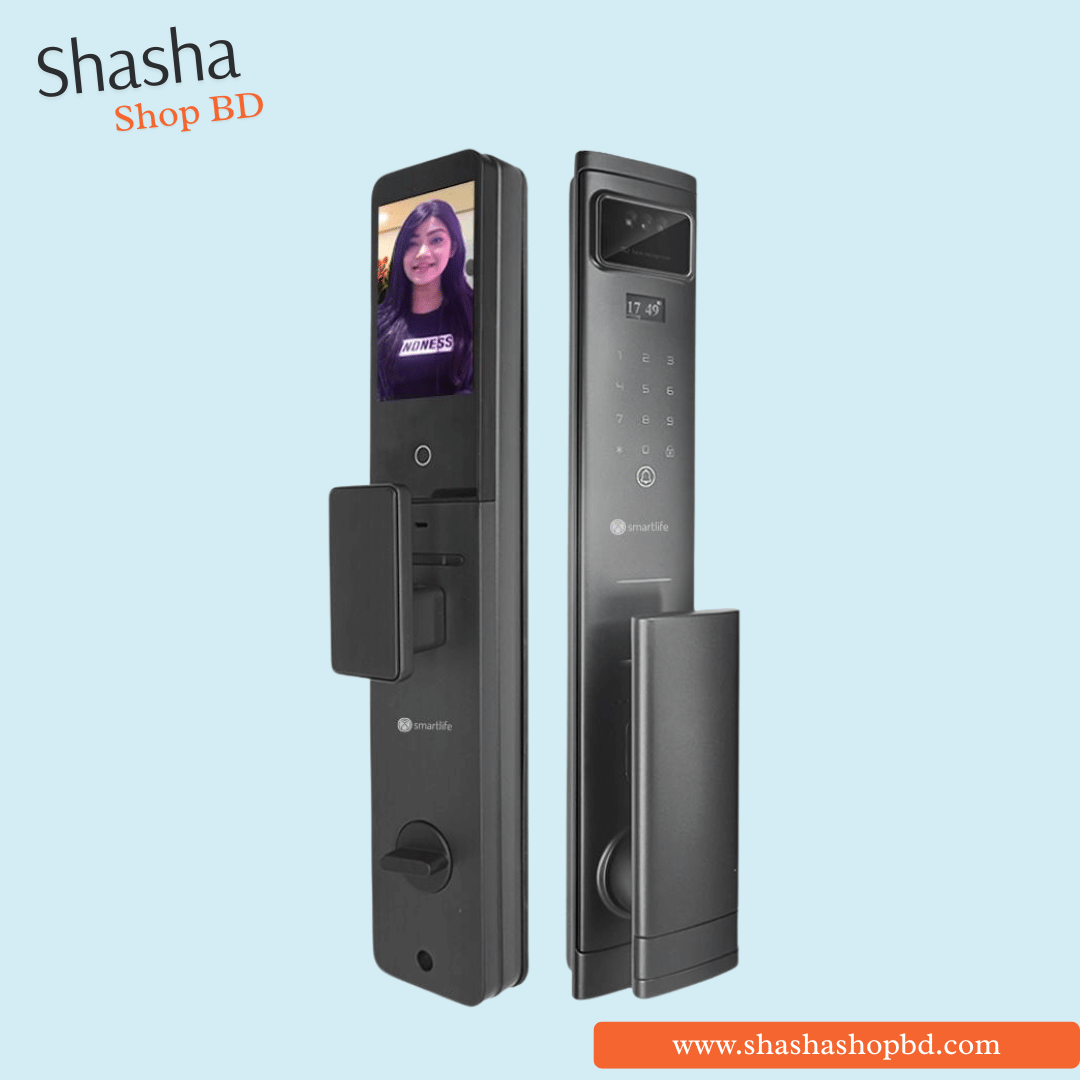 SmartLife F2 Pro Smart Door Lock – 3D Face, Fingerprint, Palm & App Unlock, 4.5" Display | Shasha Shop BD