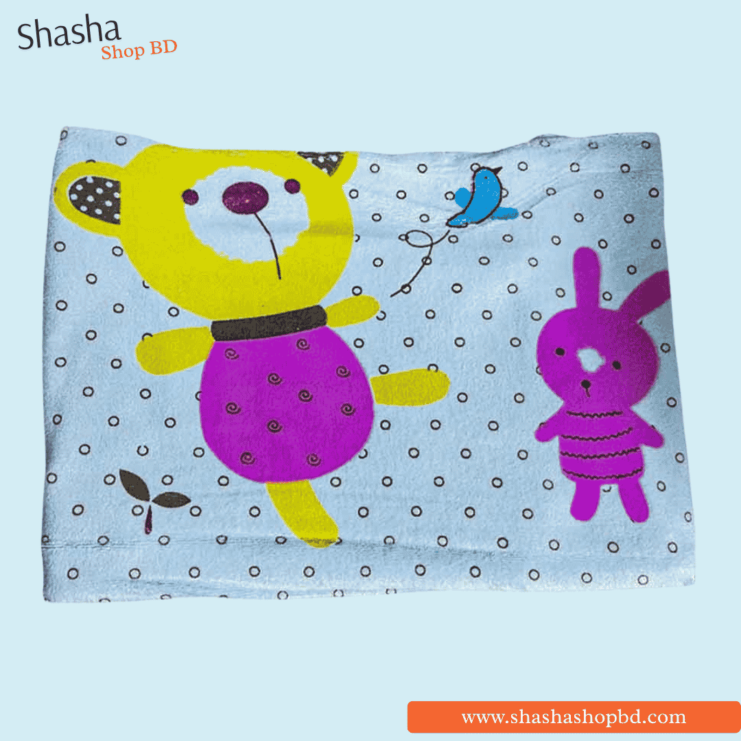 Cartoon Printed Baby Towels (Sky Blue Colour) | Shasha Shop BD