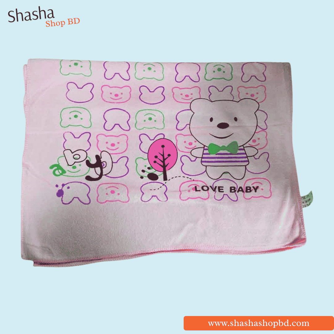 Cartoon Printed Baby Towels (Pink Colour) | Shasha Shop BD