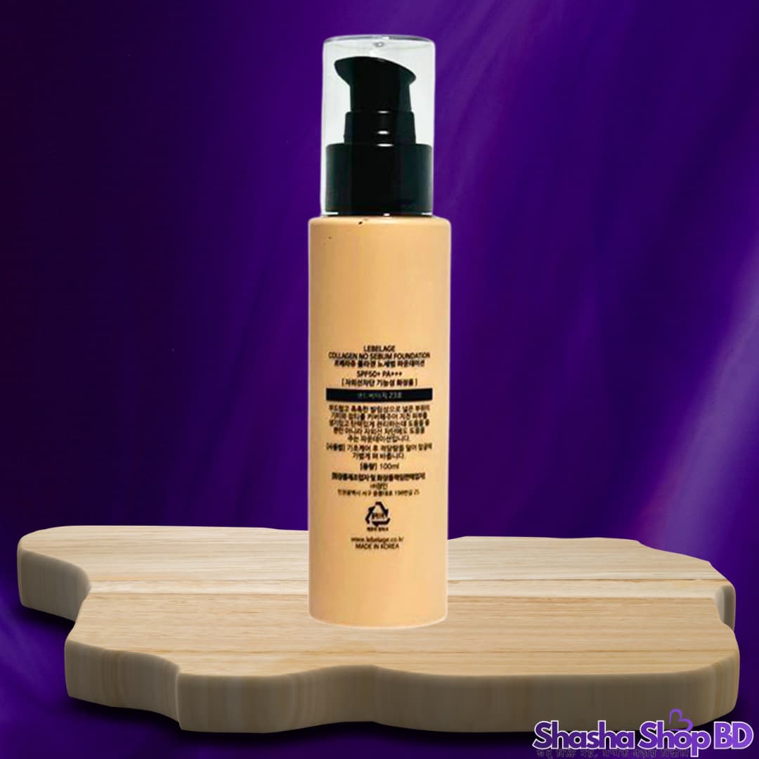 Lebelage Collagen No Sebum Foundation (Shade 23), 100 ml | Shasha Shop BD
