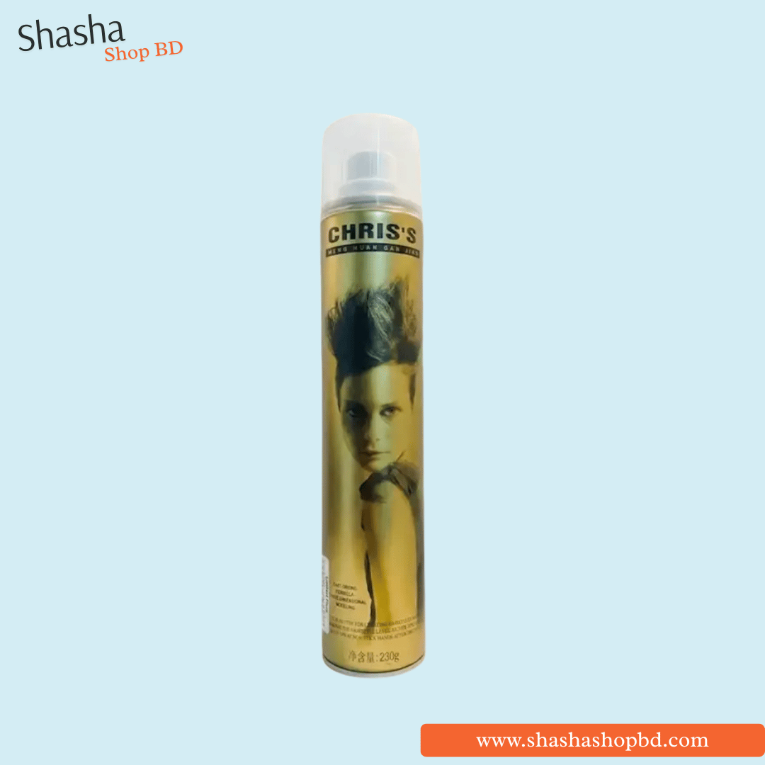 Chris's Hair Spray – Fast Drying Strong Hold 230g | ক্রিস'স হেয়ার স্প্রে | Shasha Shop BD