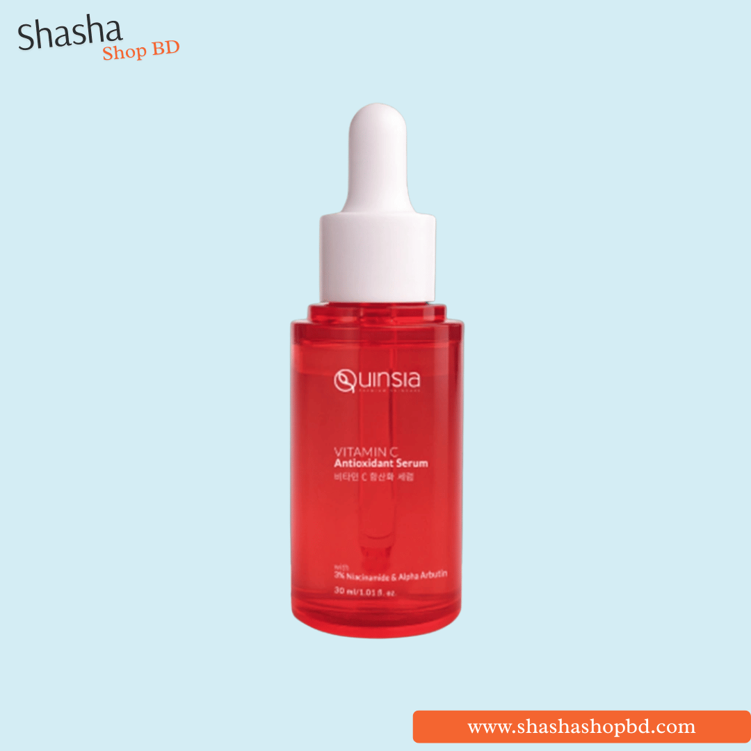 Quinsia Vitamin C Antioxidant Brightening Serum with 3% Niacinamide & Alpha Arbutin - 30ml | Shasha Shop BD