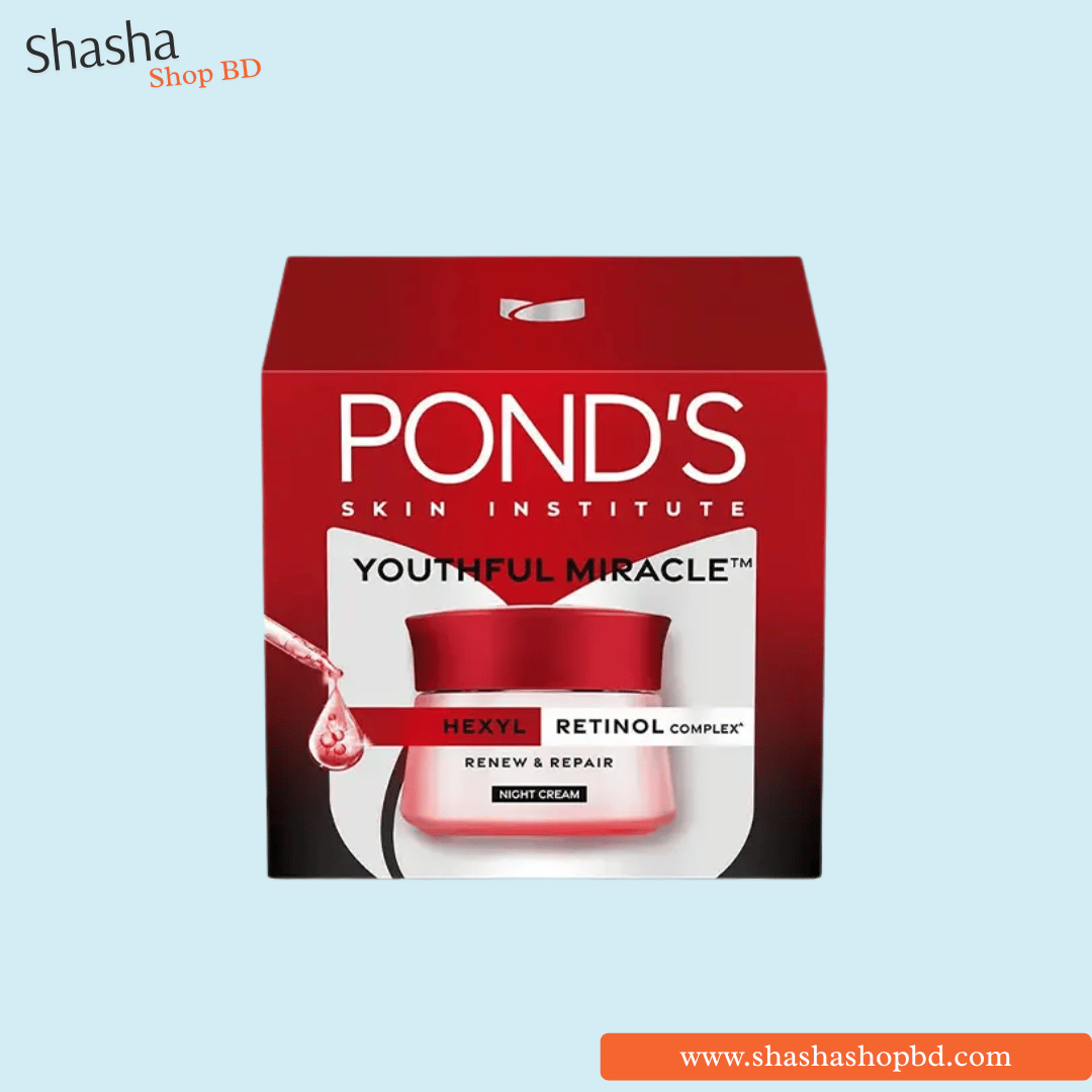 Pond's Youthful Miracle Hexyl Retinol Complex Night Cream 50g | পন্ডস ইয়ুথফুল মিরাকল নাইট ক্রিম | Shasha Shop BD