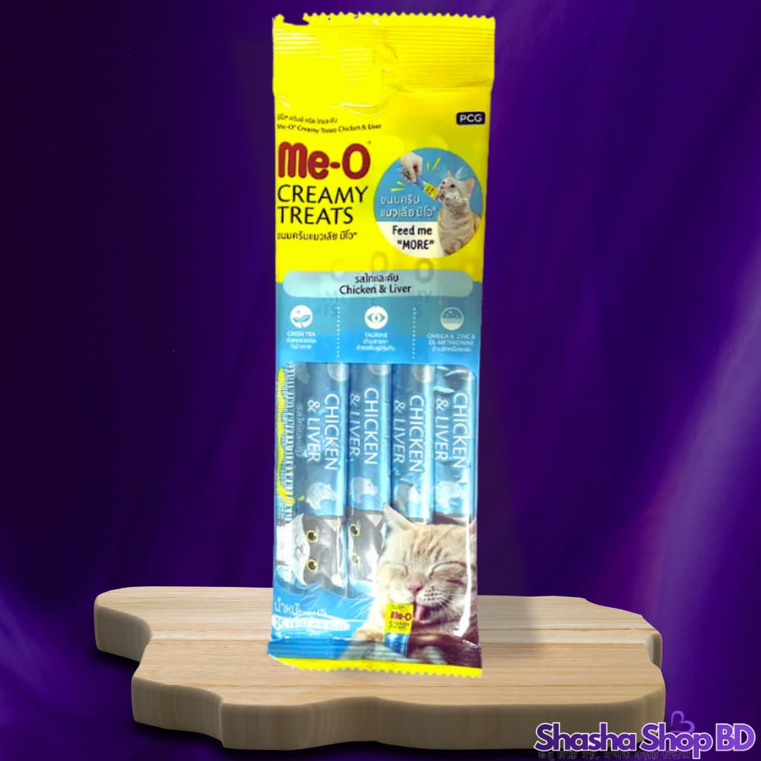 🐾 Me-O Creamy Treats Chicken & Liver – 60g (15g × 4 Sticks) (A Delicious & Nutritious Reward | Shasha Shop BD