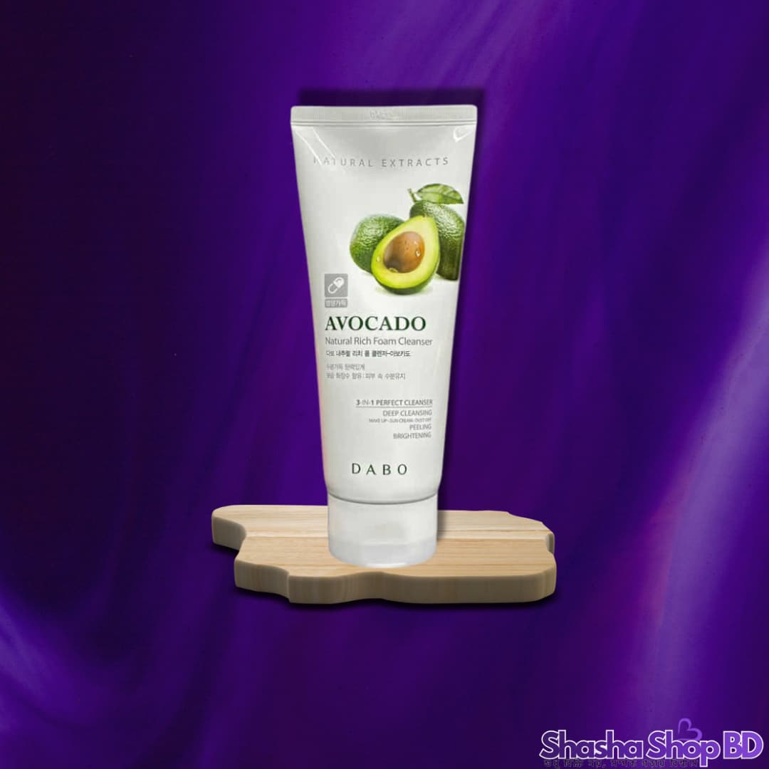 Dabo Natural Rich Foam Cleanser – Avocado (180ml) (Deep Moisture & Nutrition – অ্যাভোকাডোর পুষ্টিতে ত্বক পরিষ্কার করুন শুষ্কতা ছাড়াই!)