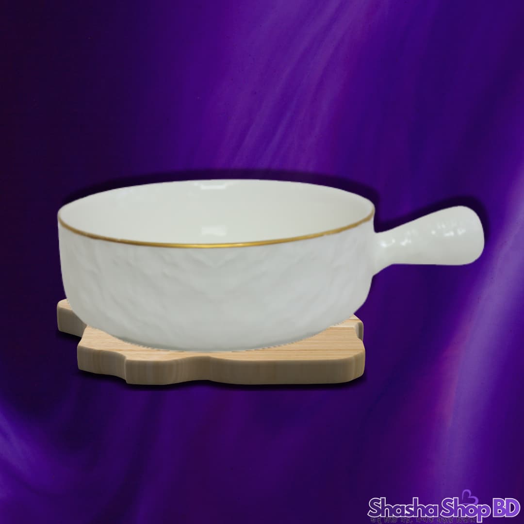 Rongzhi Ceramic Handle White Bati With Gold (Model: S07) (Minimalist Elegance & Royal Touch – আপনার ডাইনিং টেবিলে আনুন রাজকীয় আভিজাত্য!)