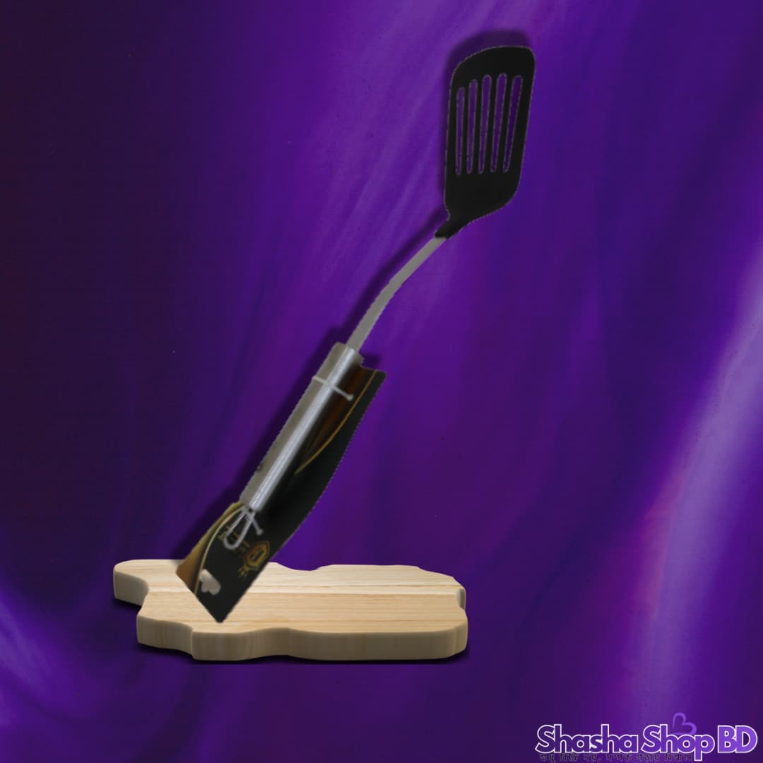 🍳 Luxury Point Steel Handle Silicone Slotted Turner (The Perfect Tool for Flipping & Frying – আপনার রান্নায় আনুন পেশাদার শেফের নিখুঁত ছোঁয়া!)
