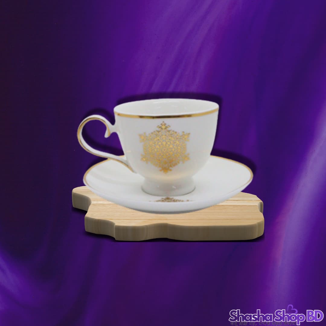 ☕ Royal Premium Tea Cup & Saucer Set - Model: EV1708 (12 Pcs) (Experience Royalty in Every Sip – আপনার চা পানের আড্ডায় নিয়ে আসুন আভিজাত্যের ছোঁয়া!)