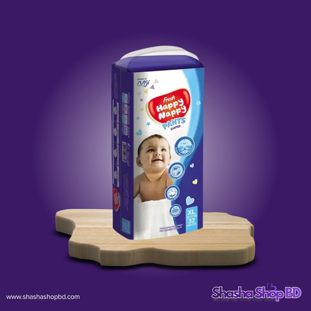 Fresh Happy Nappy Pants Baby Diaper (XL - 32 Pcs) (Softness & Ultra Protection – আপনার সোনামণির হাসিখুশি দিন আর শান্তিময় রাতের জন্য!)