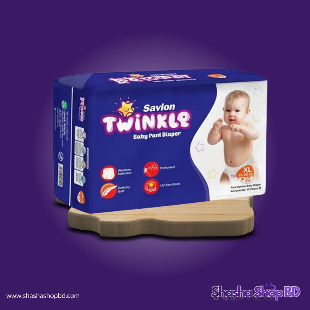 Savlon Twinkle Baby Pants Diaper (XL - 32 Pcs) (Maximum Comfort & Smart Protection – আপনার চঞ্চল সোনামণির জন্য সেরা পছন্দ!)