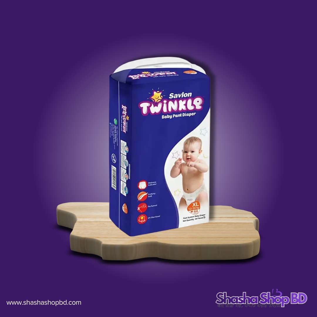 👶 Savlon Twinkle Baby Pants Diaper (XL - 44 Pcs) (Ultimate Comfort & Non-Stop Playtime – আপনার সোনামণির দুরন্তপনায় আসুক পূর্ণ স্বাধীনতা!)