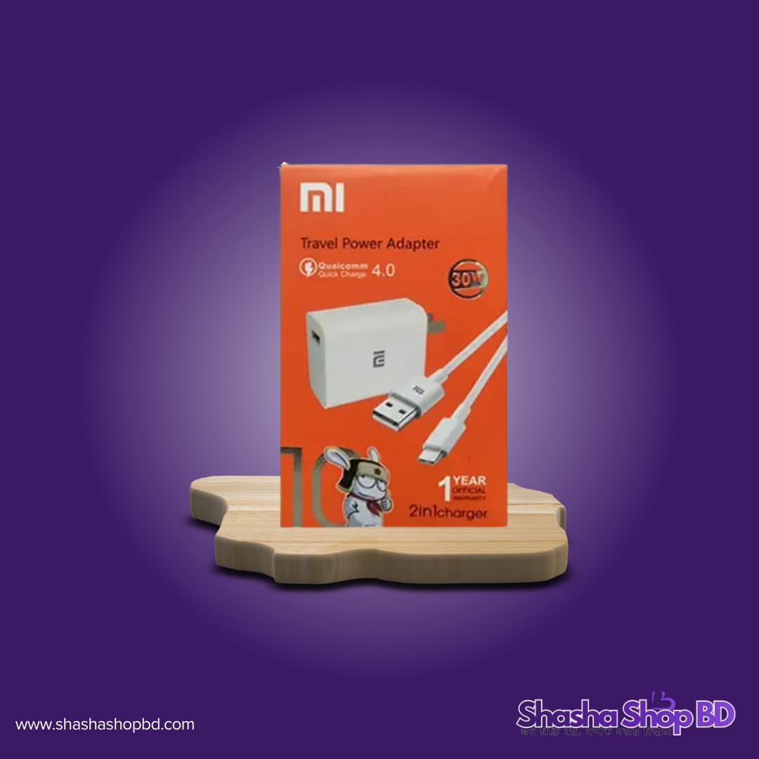 ⚡ Xiaomi 10 Travel Power Adapter Quick Charger (Type-B) (30W Super Fast Charging, Qualcomm Quick Charge 4.0 & 1 Year Official Warranty – আপনার স্মার্টফোনের জন্য প্রিমিয়াম চার্জিং সলিউশন!)