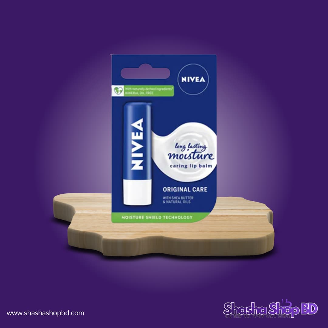 💄 Nivea Original Care Long Lasting Moisture Caring Lip Balm - 5.5ml (24h Moisture Shield, Shea Butter & Natural Oils – ঠোঁটের দীর্ঘস্থায়ী কোমলতা ও প্রাকৃতিক সুরক্ষায়!)