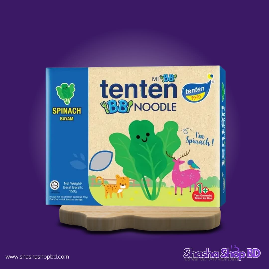 🍜 Tenten Baby Spinach Noodle (150g) (Healthy, Tasty & Halal – পালং শাকের পুষ্টিতে আপনার সোনামণির প্রিয় নাস্তা!)