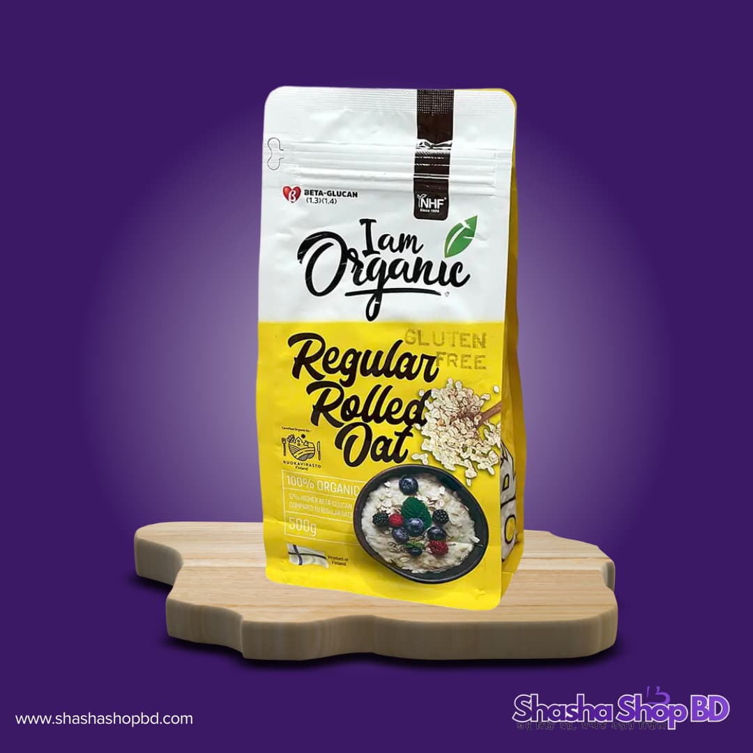 🥣 I Am Organic Regular Rolled Oats (500g) (100% Organic, Gluten-Free & Beta-Glucan Rich – সুস্থ জীবনধারার জন্য সেরা সুপারফুড!)