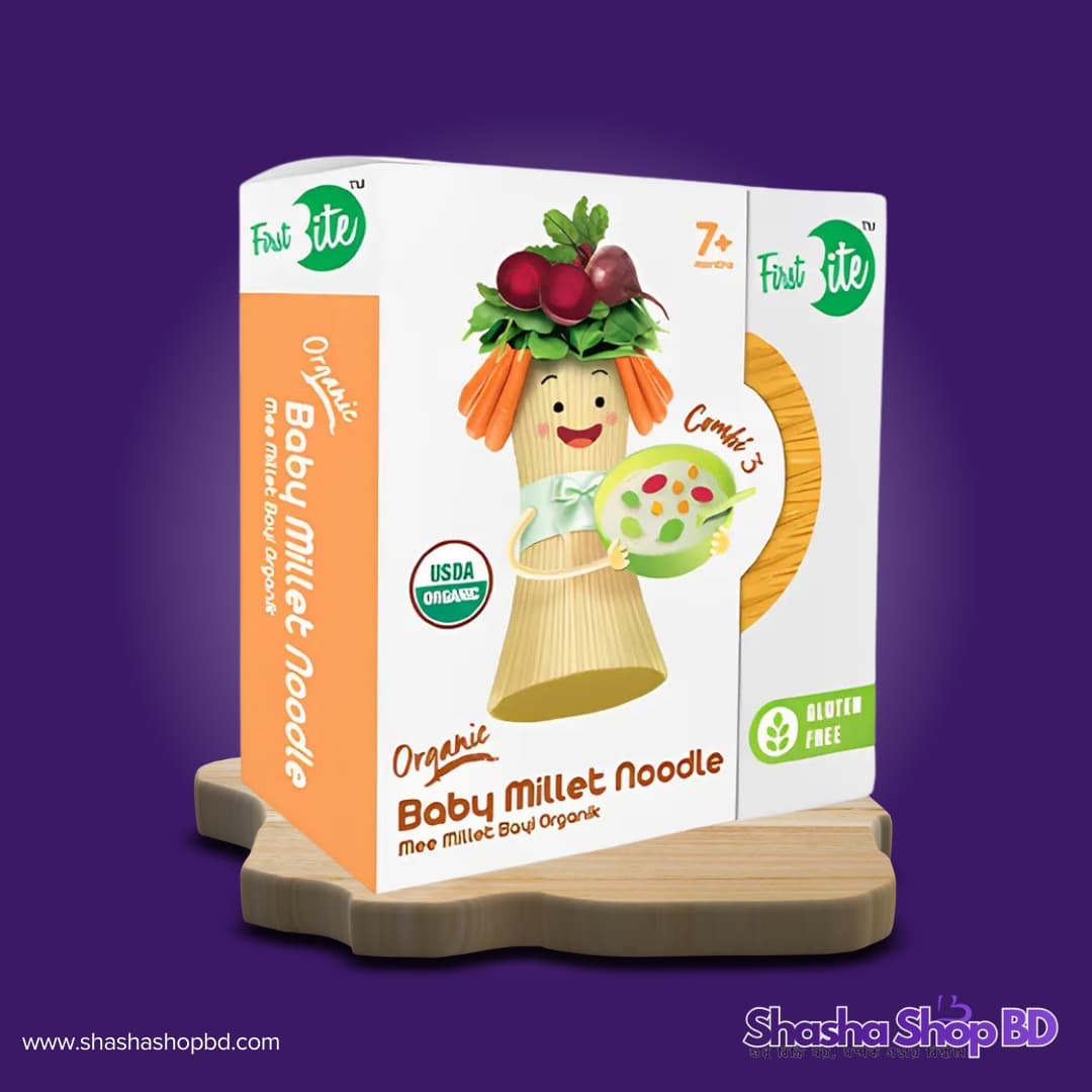 🍜 First Bite Combi 3 Organic Baby Millet Noodle (180g) (Nutritious, Gluten-Free & USDA Organic – আপনার সোনামণির জন্য রঙিন এবং স্বাস্থ্যকর খাবারের স্বাদ!)