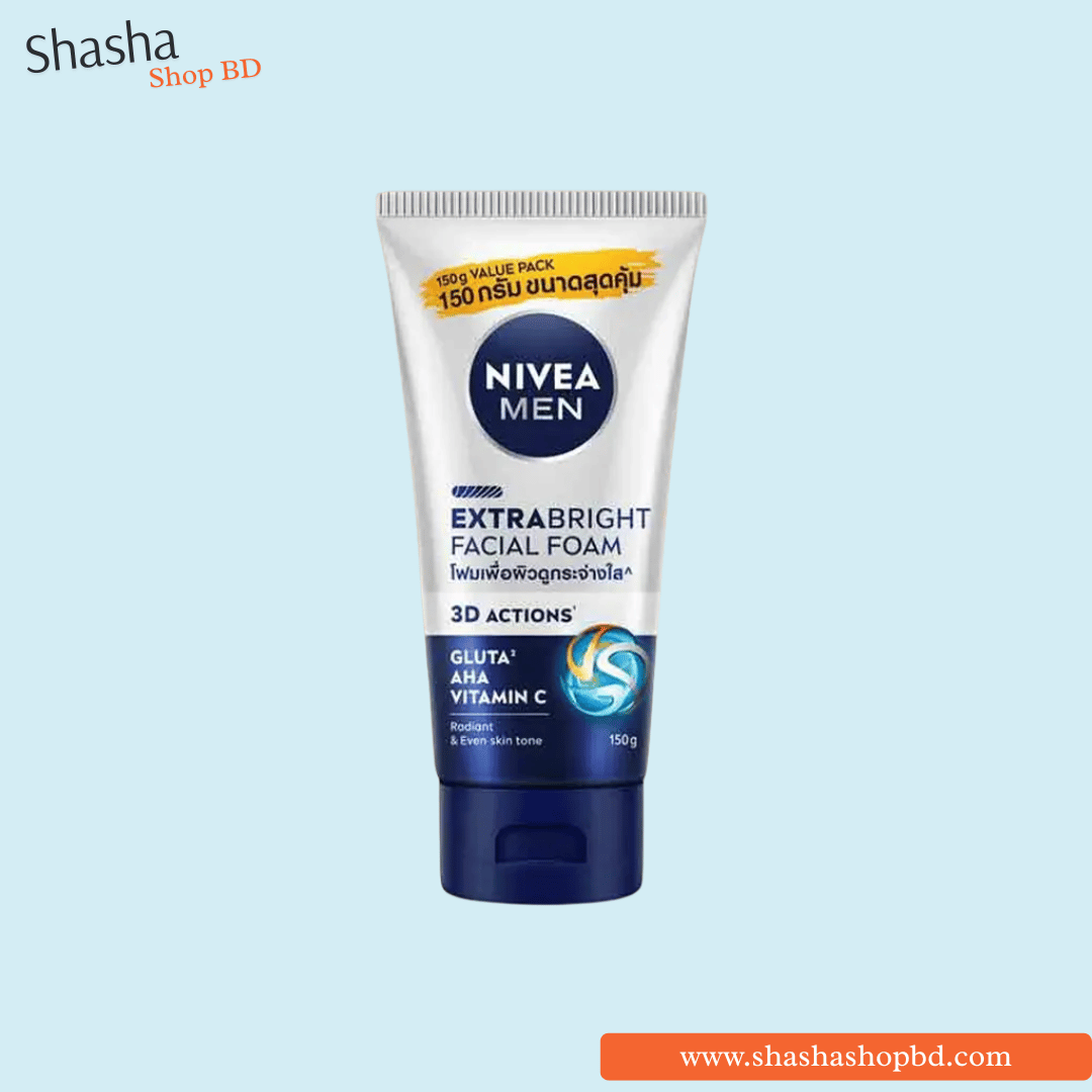 Nivea Men Extra Bright 3D Actions Facial Foam 150g | Shasha Shop BD