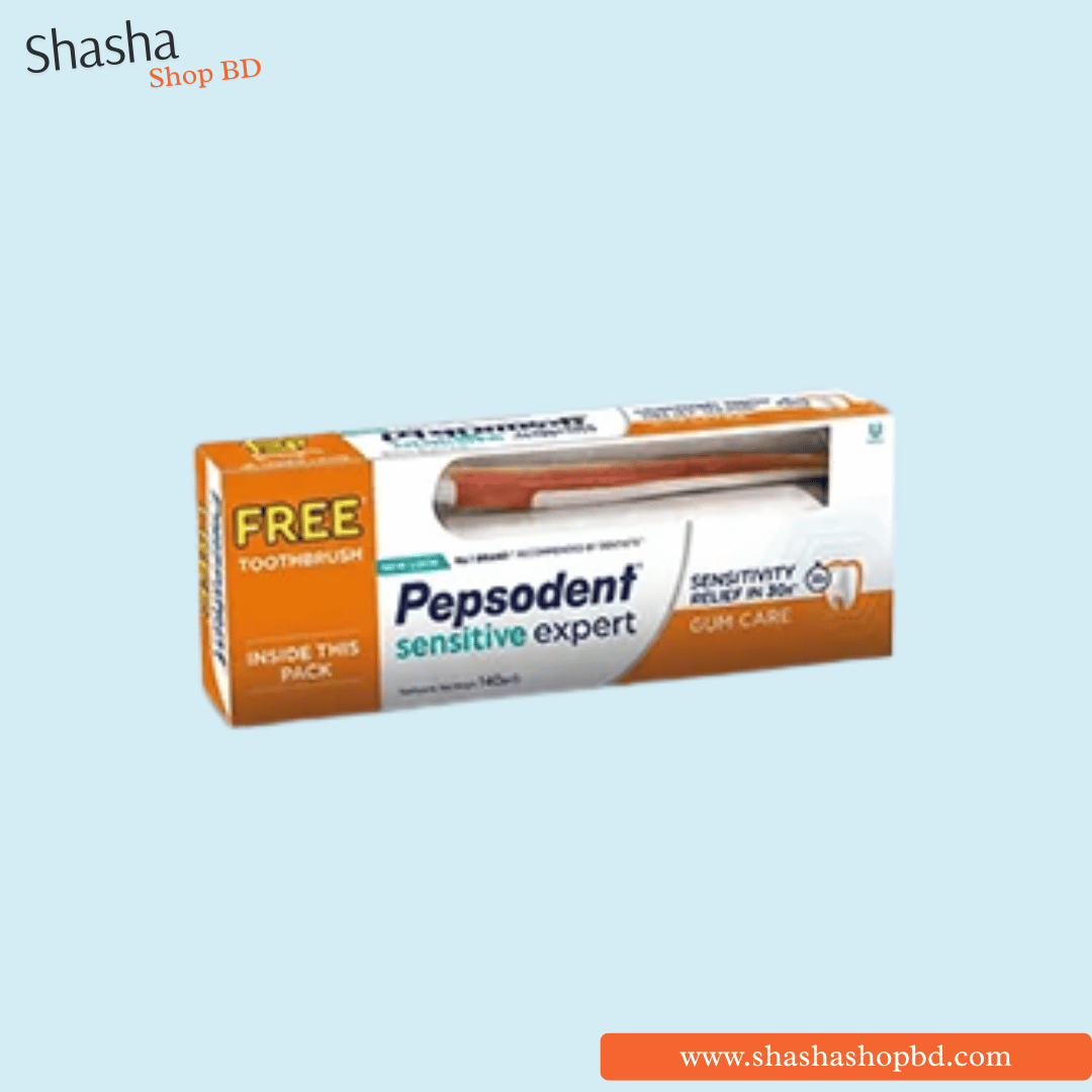 Pepsodent Sensitive Expert Gum Care Toothpaste 140g + Free Toothbrush | Shasha Shop BD