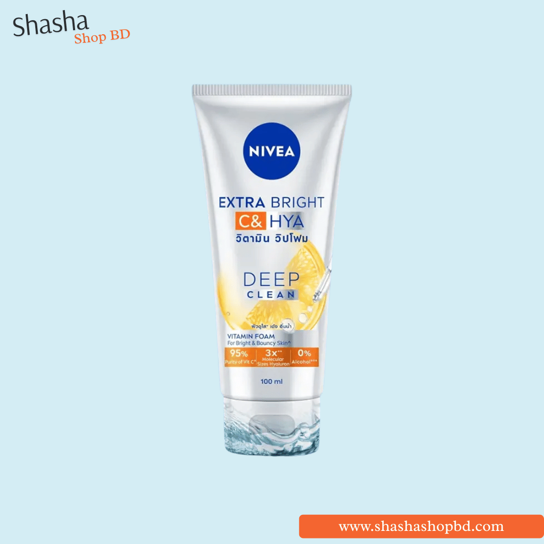 Nivea Extra Bright C & HYA Deep Clean Vitamin Foam 100ml | Shasha Shop BD