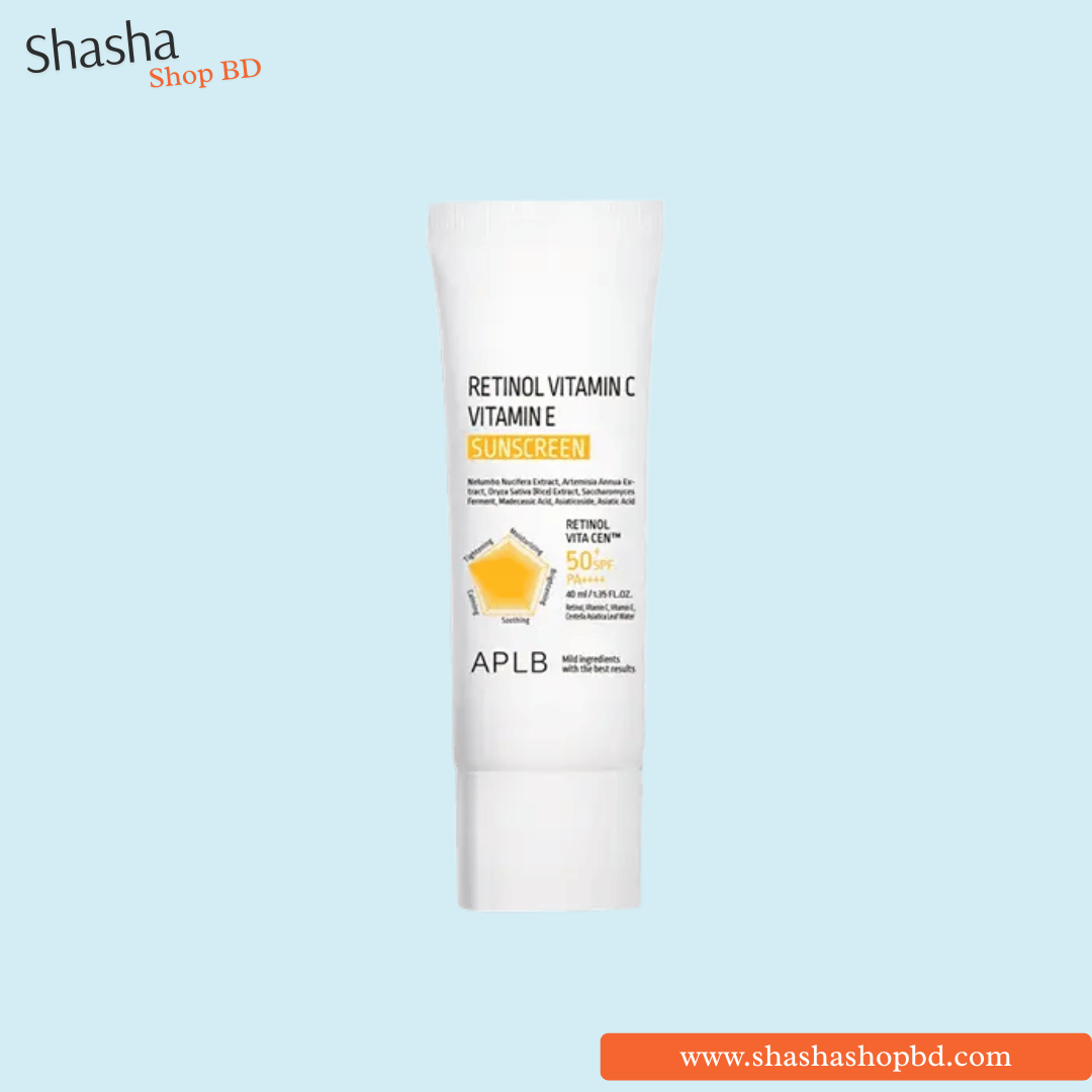 APLB Retinol Vitamin C Vitamin E Sunscreen SPF50+ PA++++ 40ml | Shasha Shop BD