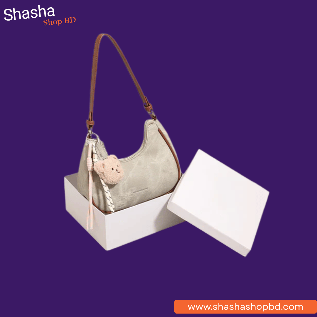 Versatile Dumpling Shoulder Bag for Women with Bear Charm | Shasha Shop BD