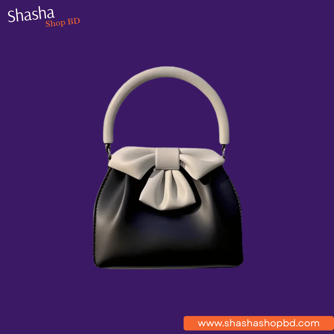 Elegant Bow Accent Handbag with Round Handle | বো অ্যাকসেন্ট রাউন্ড হ্যান্ডেল এলিগেন্ট হ্যান্ডব্যাগ | Shasha Shop BD