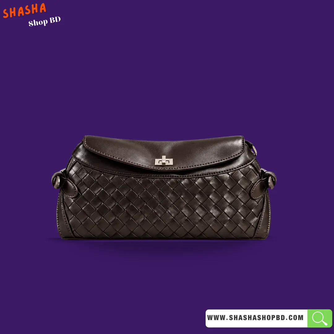 Premium Designer Style Woven Bag F25 Dark Brown | Shasha Shop BD