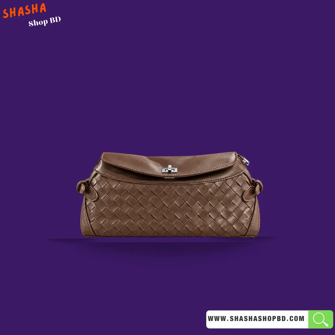 Premium Designer Style Woven Bag F23 Brown | Shasha Shop BD