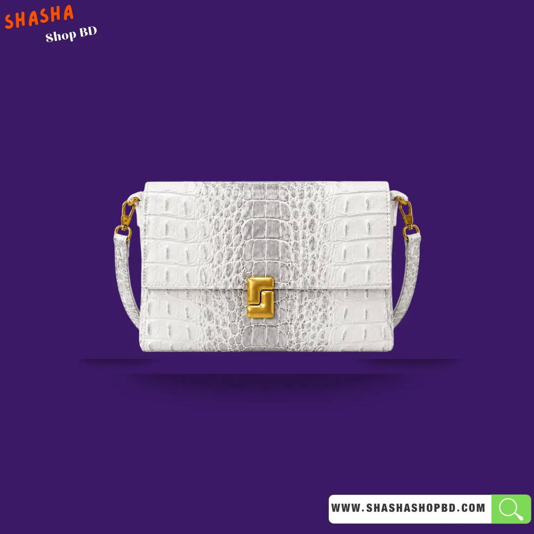 Premium Crocodile Embossed Purse (LW05) - Off White | Shasha Shop BD