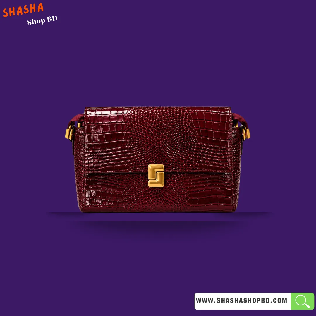 Premium Crocodile Embossed Purse (LW03) - Deep Maroon | Shasha Shop BD