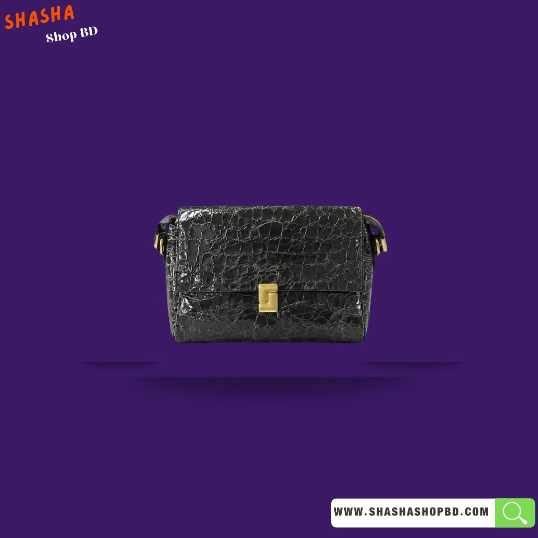 Premium Crocodile Embossed Purse (LW01) - Metallic Charcoal | Shasha Shop BD