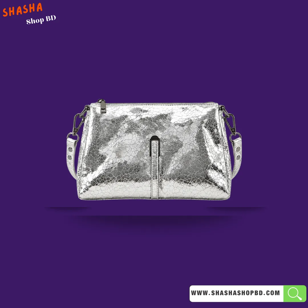 Premium Shoulder Side Purse (Glossy Version) (P07) - Silver | Shasha Shop BD
