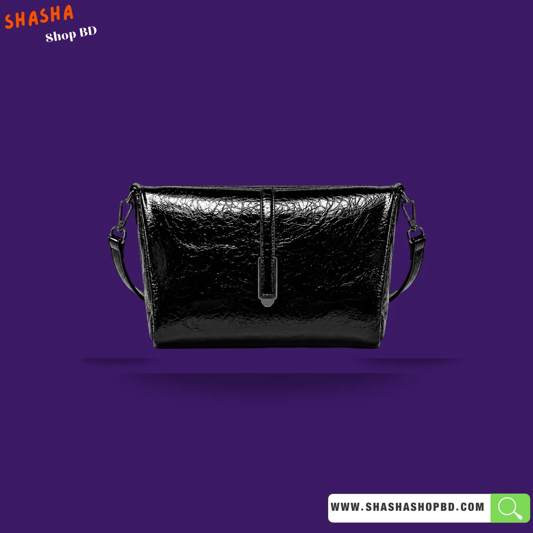 Premium Shoulder Side Purse (Glossy Version) (P06) - Black | Shasha Shop BD