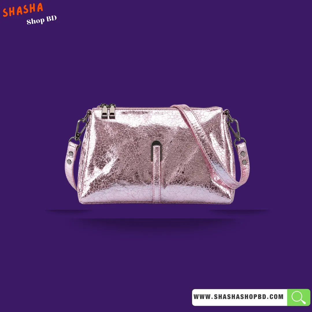 Premium Shoulder Side Purse (Glossy Version) (P05) - Metallic Pink | Shasha Shop BD