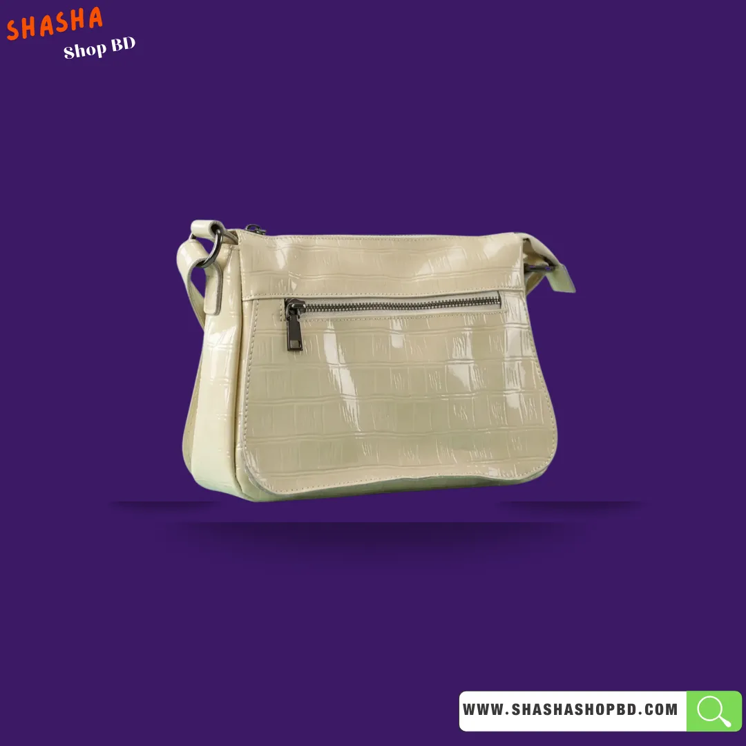 Premium Shoulder Side Purse (Glossy Version) (B58) - Cream | Shasha Shop BD