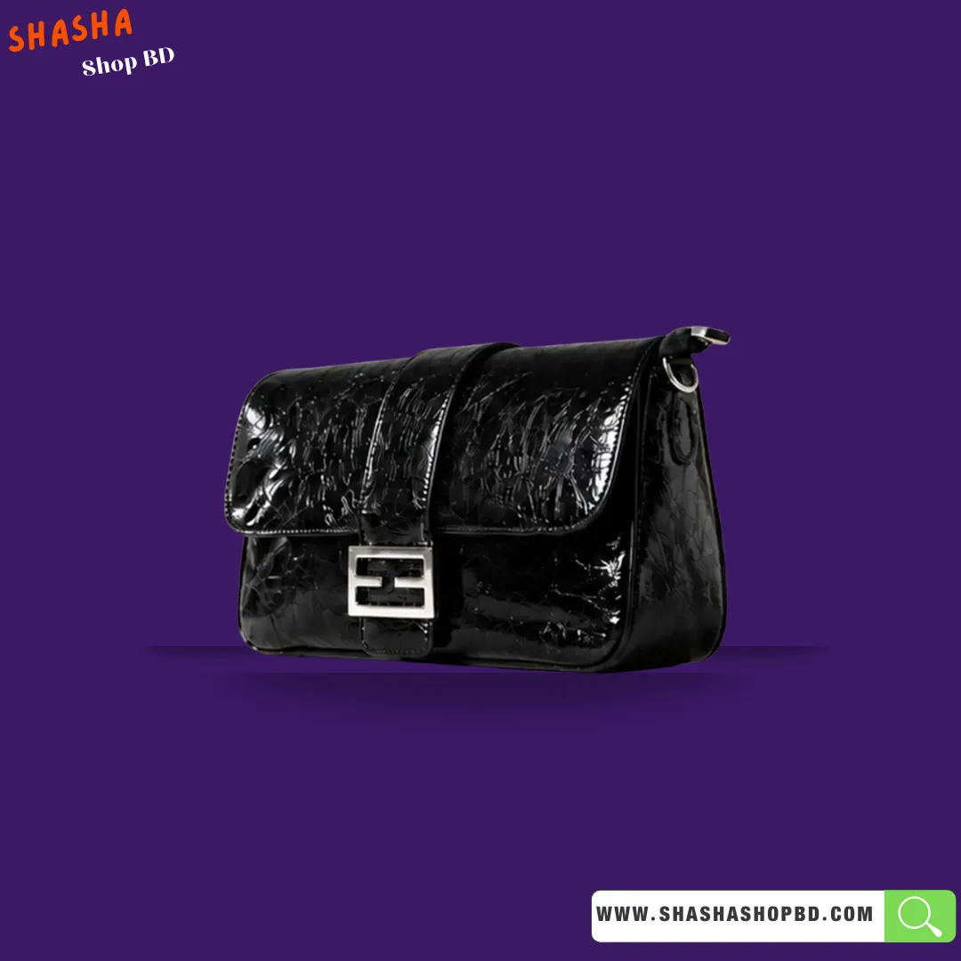 Premium Shoulder Side Purse (Glossy Version) (B53) - Glossy Black | Shasha Shop BD